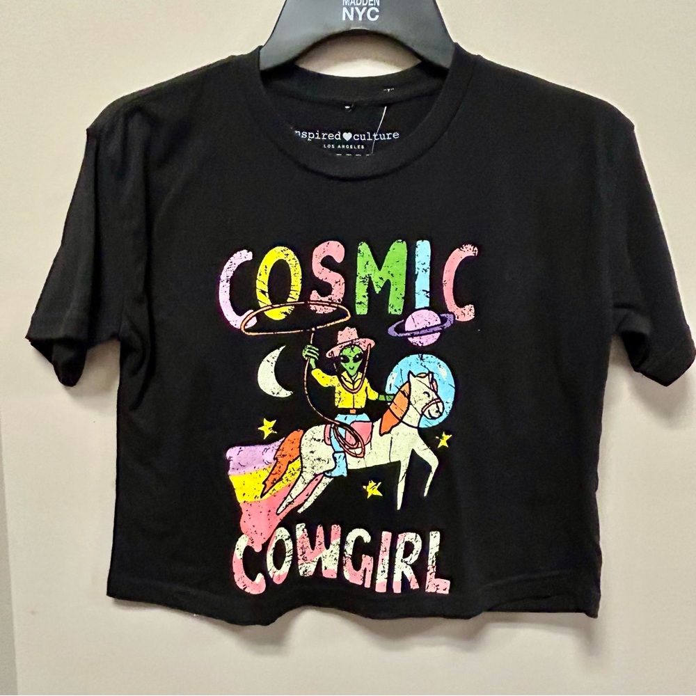 Cosmic Cowgirl T-Shirt - Black Inspired Culture Sz XS NWT